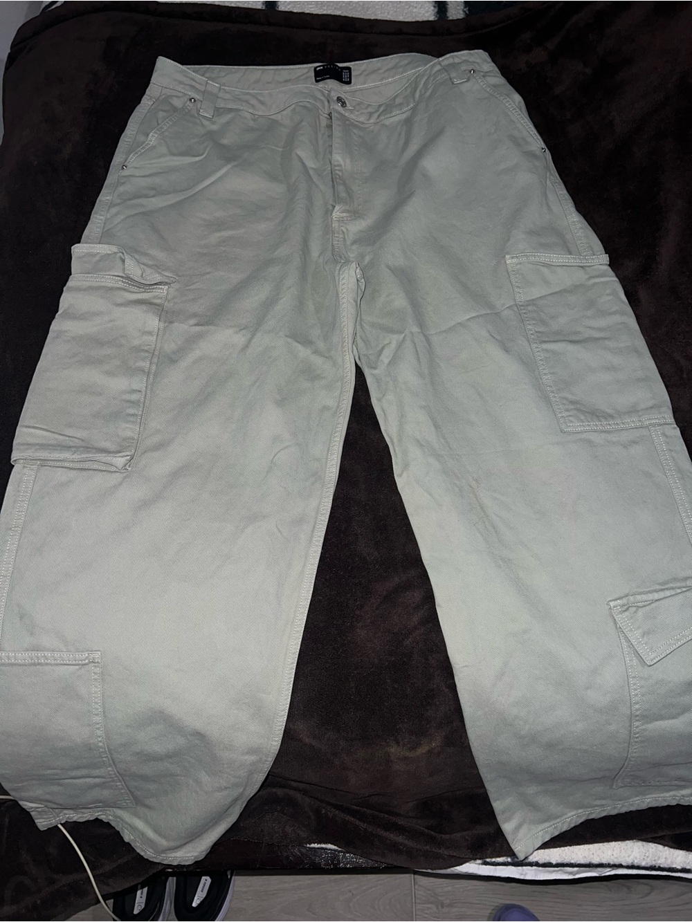 ASOS Light Gray Wide Leg Cargo Pants